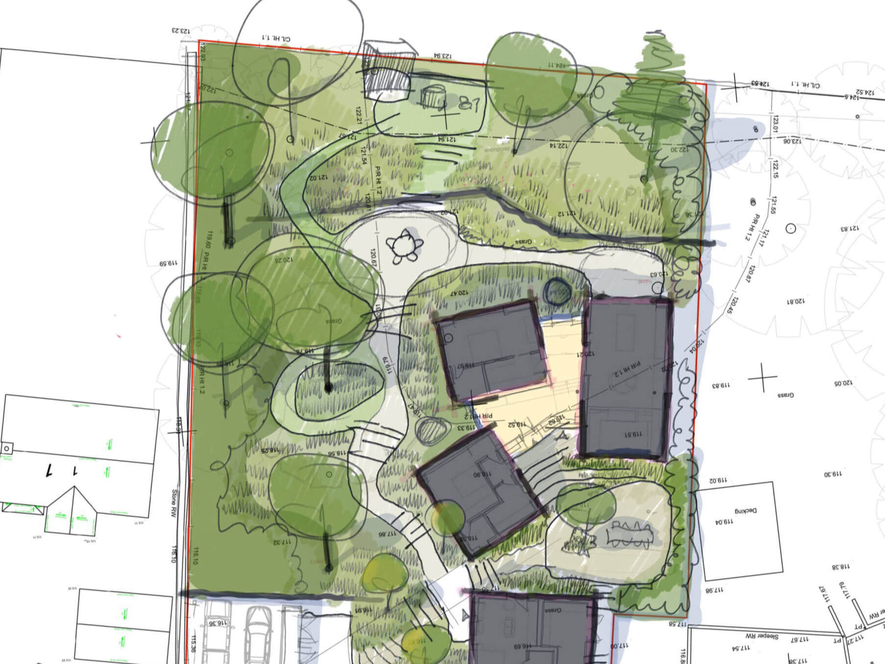 Modern organic landscape architecture - natural garden design concept