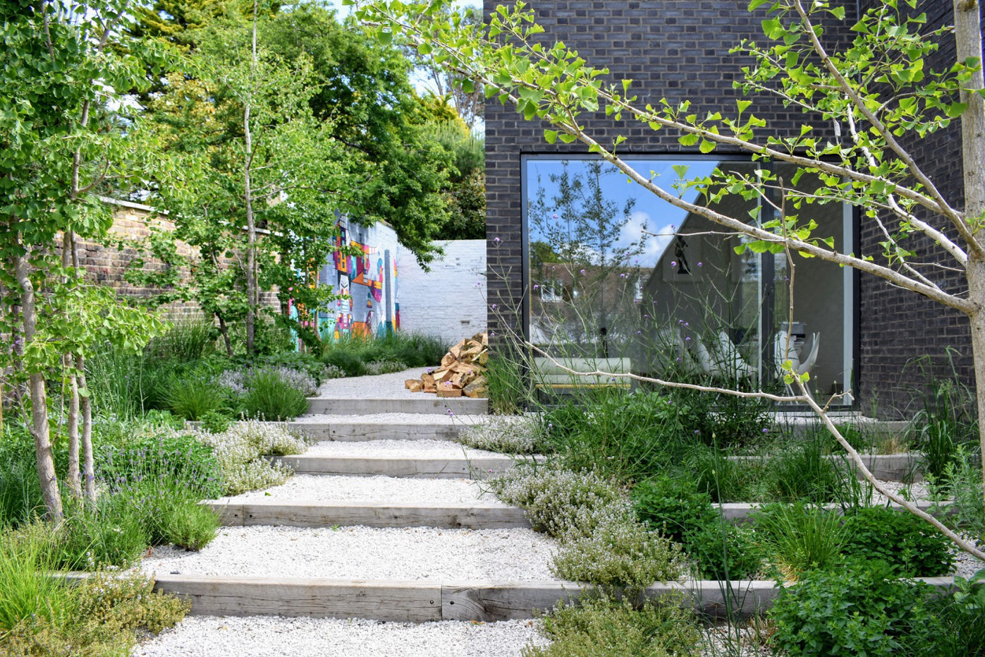 meadow planting gravel path